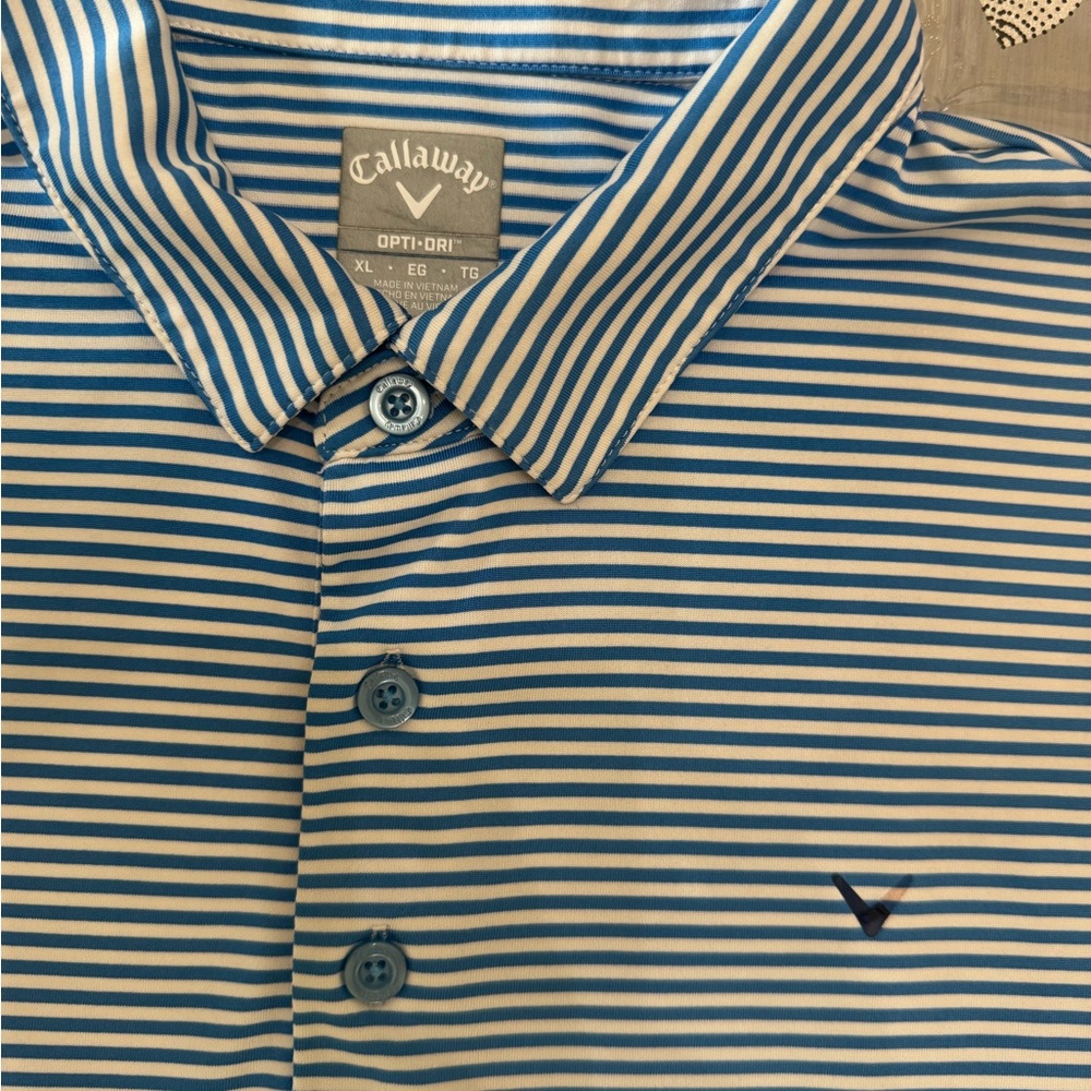 Callaway Men's Golf Polo in Blue and White Stripes